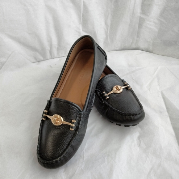 Coach Black Pebbled Leather Arlene Turn Lock Loafer Flats Size 6B - Picture 11 of 16
